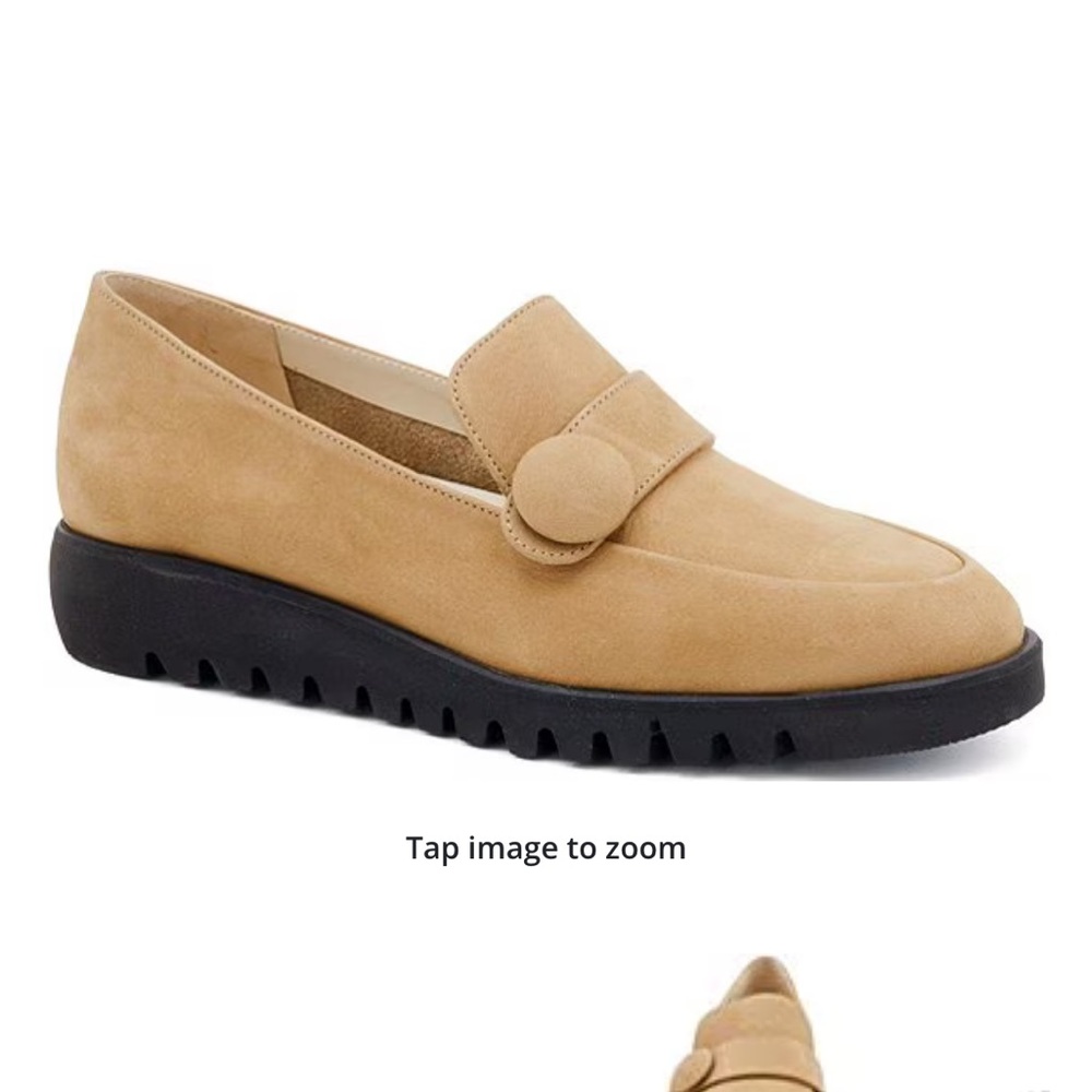 NWOT Amalfi Eco suede button wedge loafers